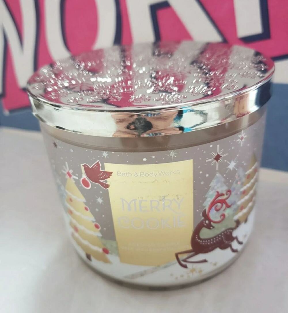 BBW Merry Cookie Large 3 Wick Candle Holiday Home Fragrance Decor